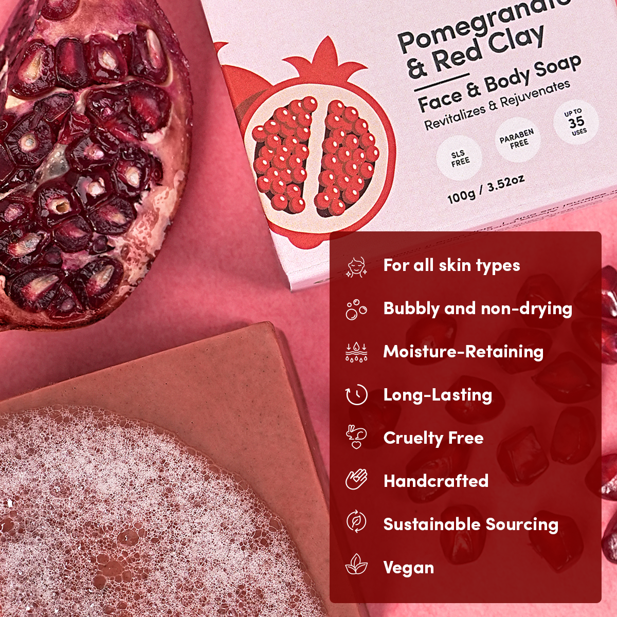 French Red Clay & Pomegranate Soap