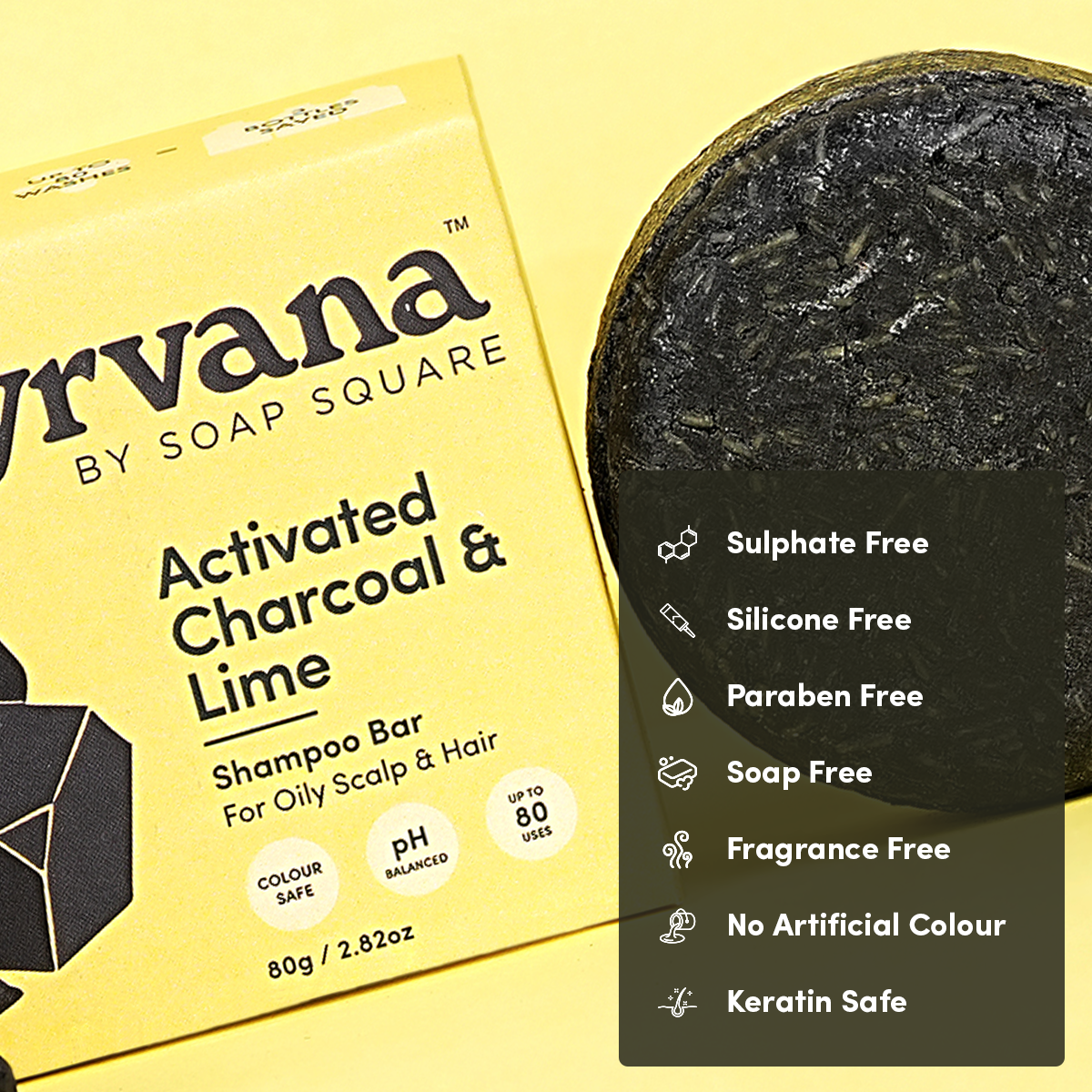 Activated Charcoal & Lime Shampoo Bar (for Oily Scalp & Hair)