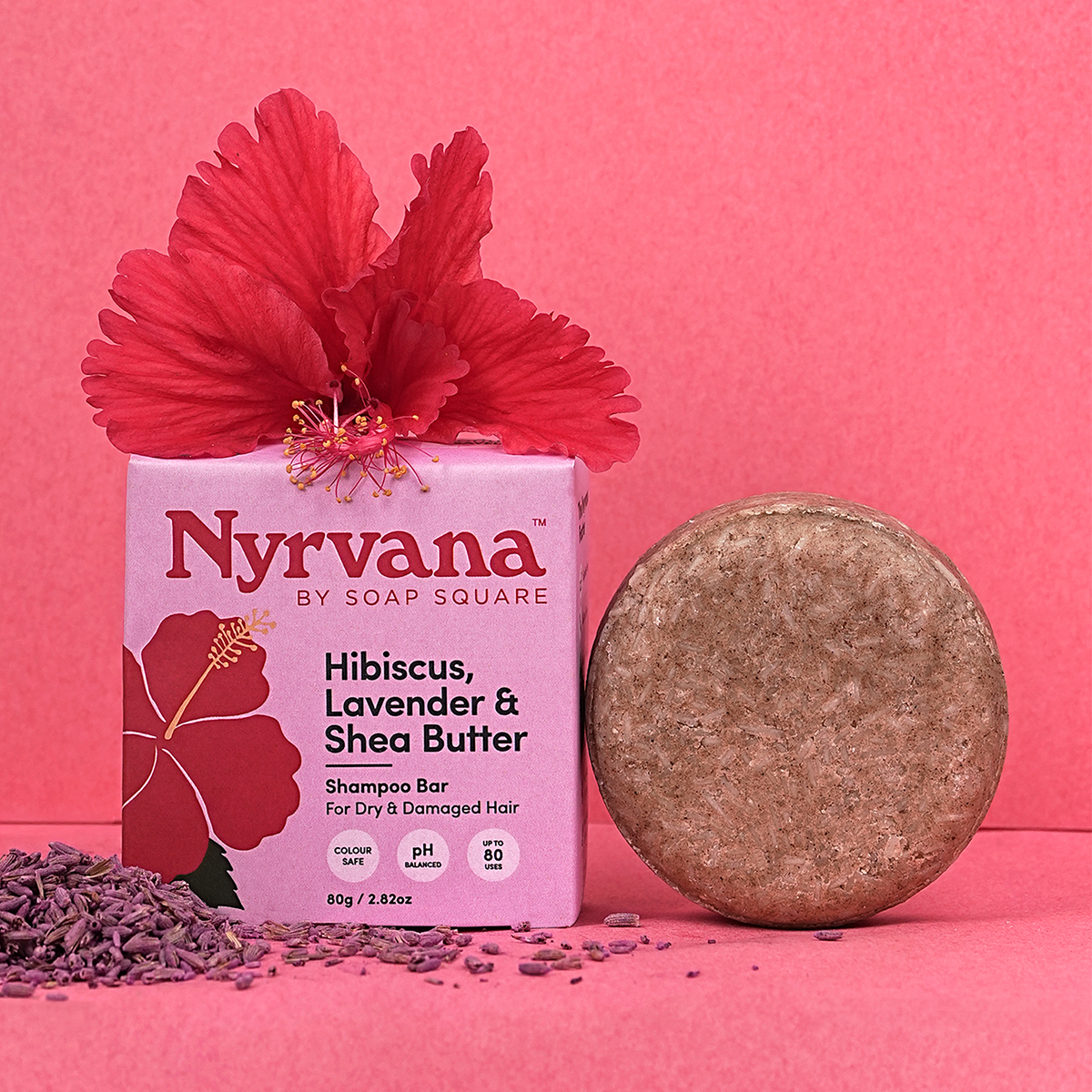 Hibiscus, Lavender & Shea Butter Shampoo Bar (for Dry & Damaged Hair)