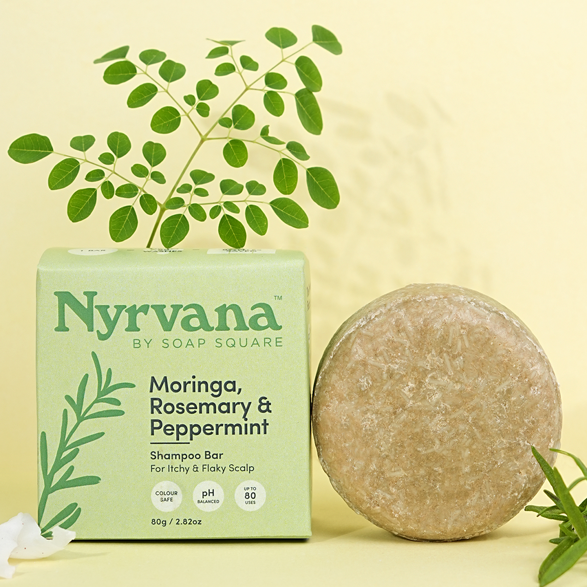 Moringa, Rosemary & Peppermint Shampoo Bar (for Itchy & Flaky Scalp)