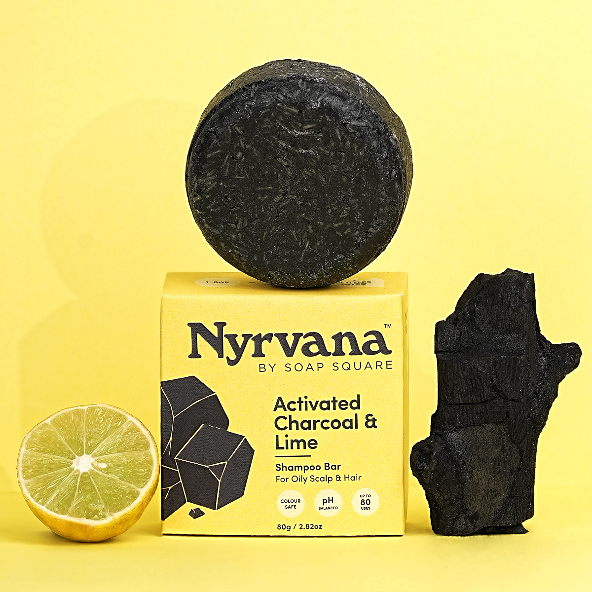 Activated Charcoal & Lime Shampoo Bar (for Oily Scalp & Hair)