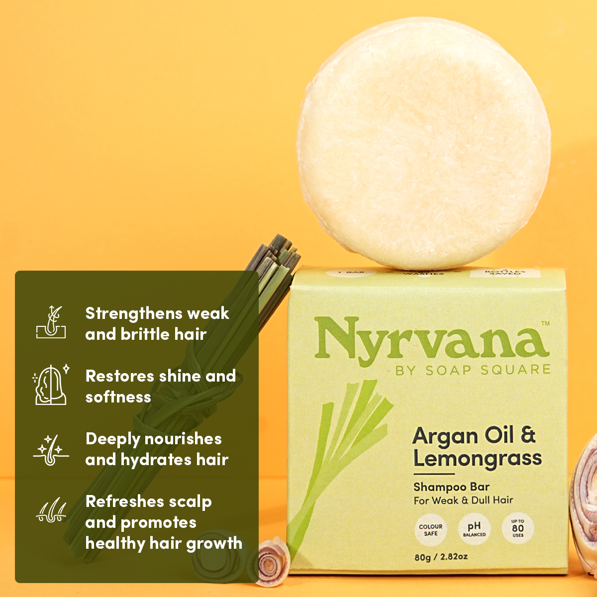 Argan Oil & Lemongrass Shampoo Bar (for Weak & Dull Hair)