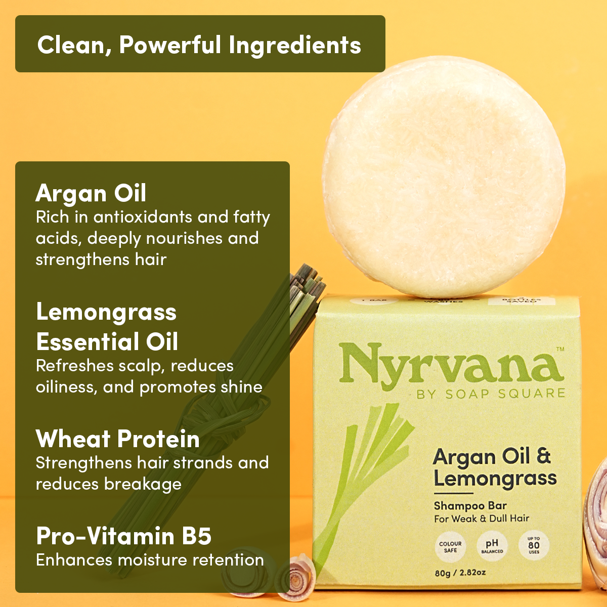 Argan Oil & Lemongrass Shampoo Bar (for Weak & Dull Hair)