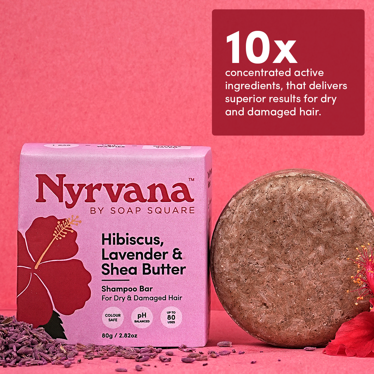 Hibiscus, Lavender & Shea Butter Shampoo Bar (for Dry & Damaged Hair)