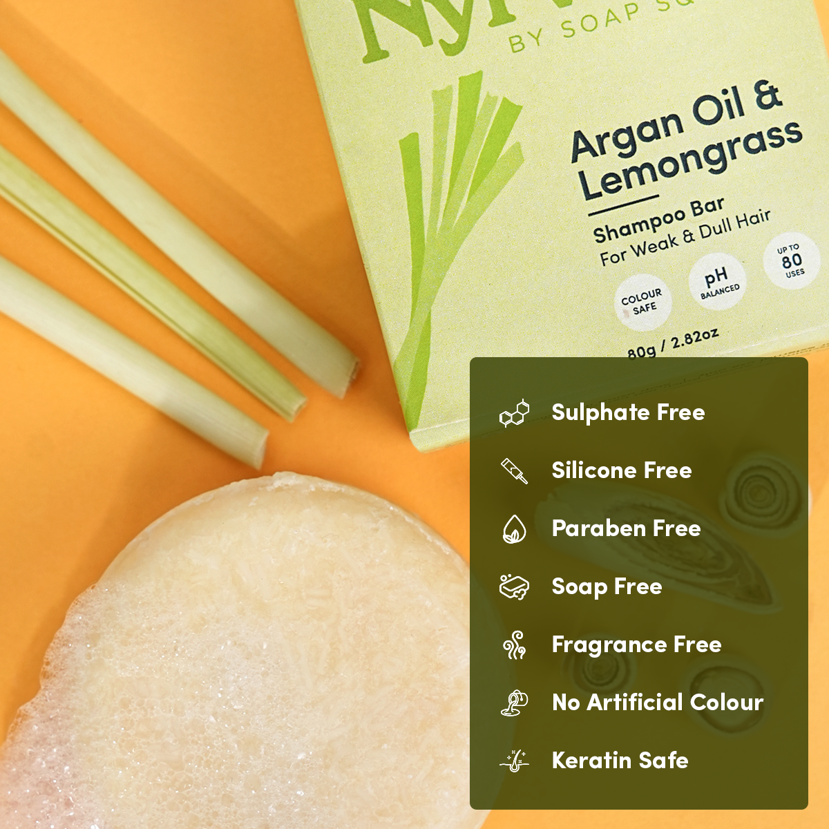 Argan Oil & Lemongrass Shampoo Bar (for Weak & Dull Hair)