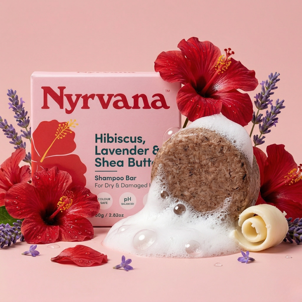 Nyrvana Hibiscus Lavender and Shea Butter Shampoo Bar for dry and damaged hair — sulphate free silicone free