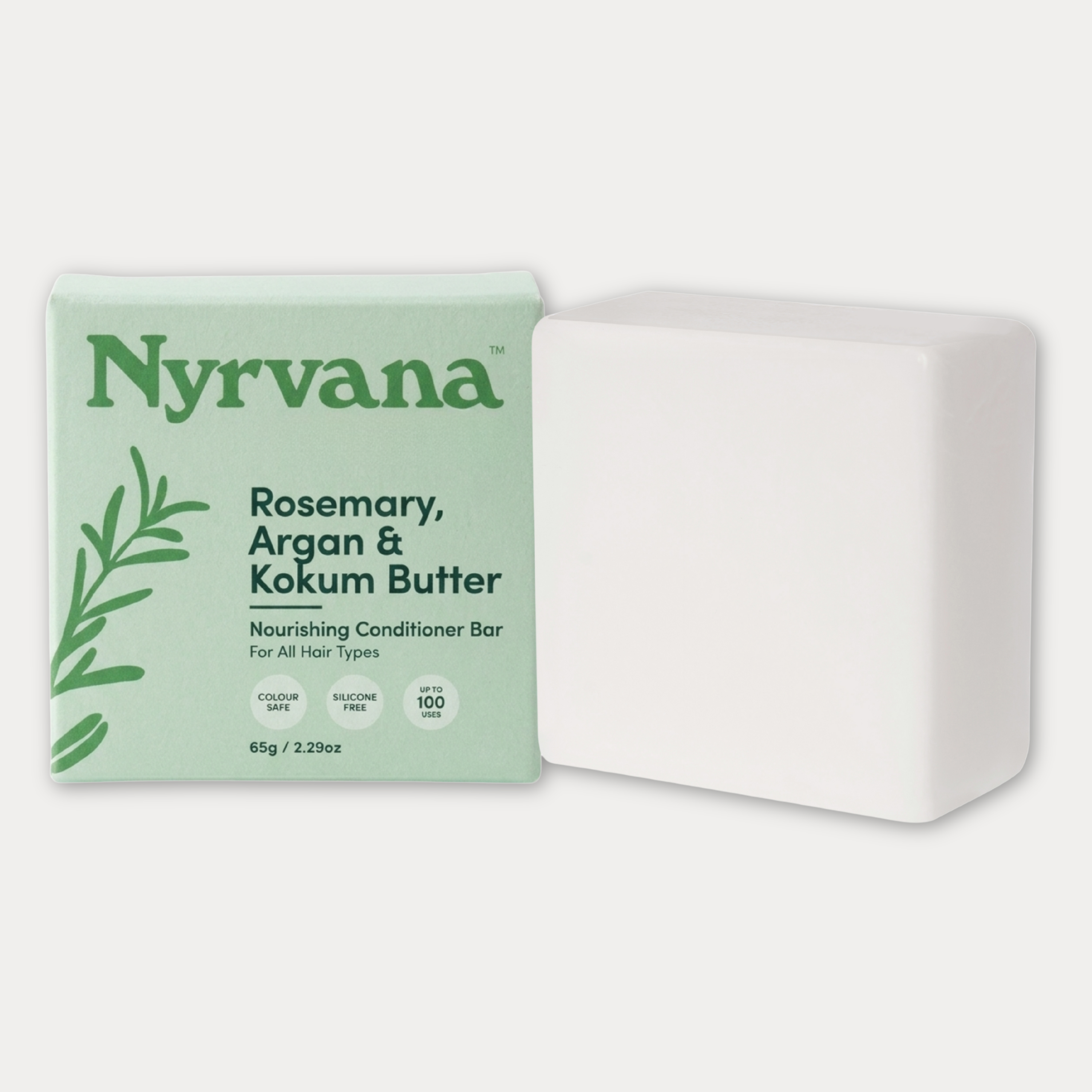 Nyrvana Rosemary Argan Kokum Butter Conditioner Bar for all hair types silicone free colour safe 100 uses